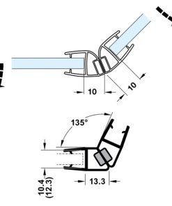 Ron cửa kính nam châm Hafele 135° cho kính >10-12 mm 950.50.037 - 5