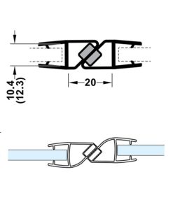 Ron cửa kính nam châm Hafele 180° cho kính >10-12 mm 950.50.039 - 5