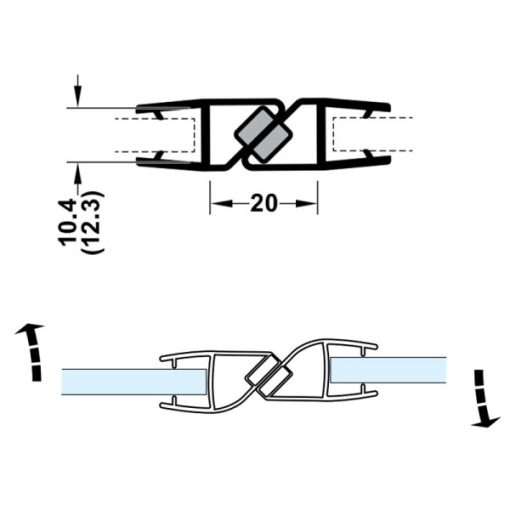 Ron cửa kính nam châm Hafele 180° cho kính 8-10 mm 950.50.038 - 3