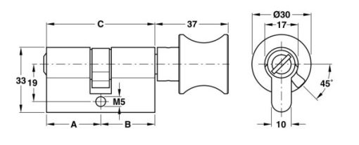 Ruột khóa Häfele dùng cho WC dài 71mm 916.08.725 - 3