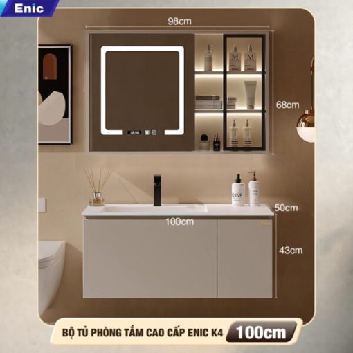 Bộ tủ phòng tắm cao cấp Enic K4 - 100cm Gương Thông Minh - 1