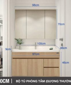 Bộ tủ phòng tắm thông minh Enic ST01 - 100cm Gương Thường