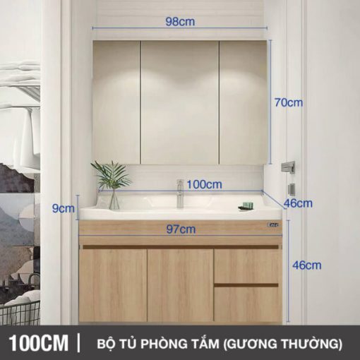 Bộ tủ phòng tắm thông minh Enic ST01 - 100cm Gương Thường - 1