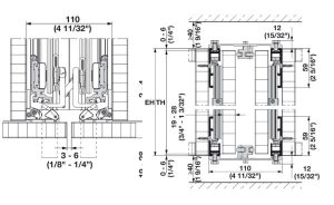 Thanh kết nối phía trên nóc tủ cho 2 cánh cửa khi xếp, có thể điều chỉnh dài 900 mm Hafele 408.30.094 - 5