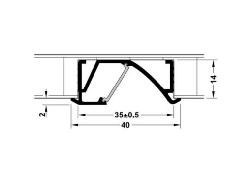 Thanh nhôm gắn âm, góc chiếu nghiêng, kính mờ 833.74.845 - 3