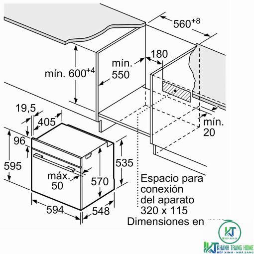LÒ NƯỚNG ÂM TỦ BOSCH HRA512ES0 SERIE 4 71L MẶT INOX - 15