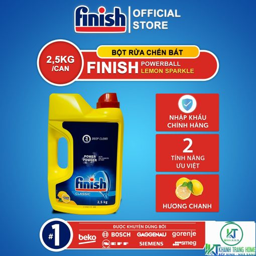 BỘT RỬA BÁT FINISH LEMON 2,5KG HƯƠNG CHANH CHÍNH HÃNG - 1