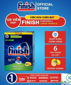 VIÊN RỬA BÁT FINISH ALL IN ONE 120 VIÊN HƯƠNG CHANH CHÍNH HÃNG