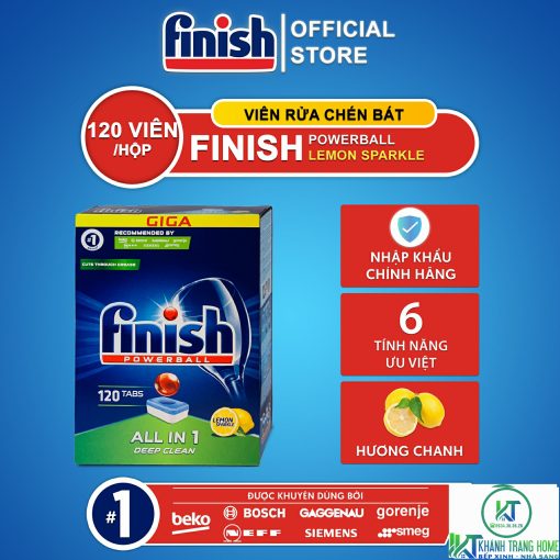 VIÊN RỬA BÁT FINISH ALL IN ONE 120 VIÊN HƯƠNG CHANH CHÍNH HÃNG - 1
