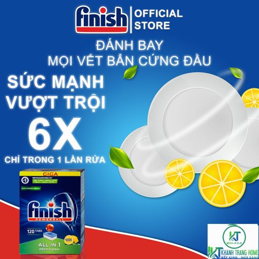 VIÊN RỬA BÁT FINISH ALL IN ONE 120 VIÊN HƯƠNG CHANH CHÍNH HÃNG - 3