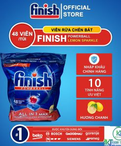 VIÊN RỬA CHÉN FINISH ALL IN ONE MAX 48 VIÊN HƯƠNG CHANH CHÍNH HÃNG