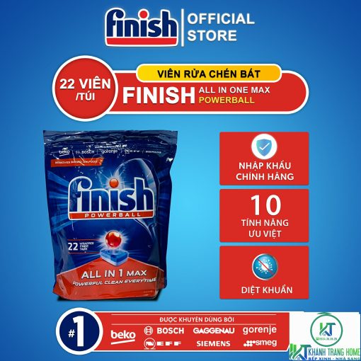 VIÊN RỬA BÁT FINISH ALL IN ONE MAX 22 VIÊN CHÍNH HÃNG - 1