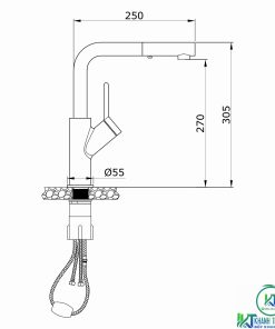 VÒI RỬA CHÉN BÁT RÚT DÂY KONOX ARTAN - 45