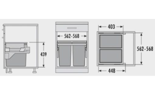 Thùng rác có ray kéo Hafele 502.73.902 - 3