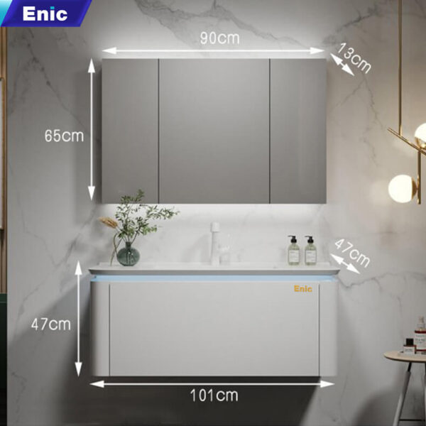 Bộ tủ phòng tắm cao cấp Enic BT – 100cm Gương Thường