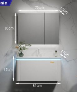 Bộ tủ phòng tắm cao cấp Enic BT - 80cm Gương Thường