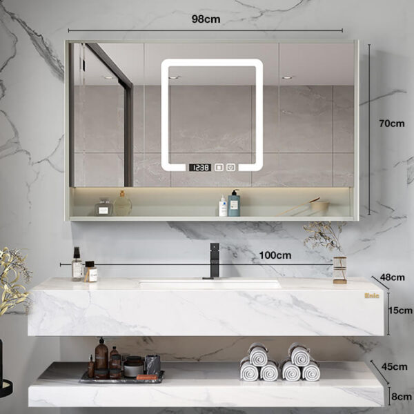 Bộ tủ phòng tắm cao cấp Enic 2T – 100cm Gương Thông Minh