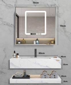 Bộ tủ phòng tắm cao cấp Enic 2T - 80cm Gương Thông Minh