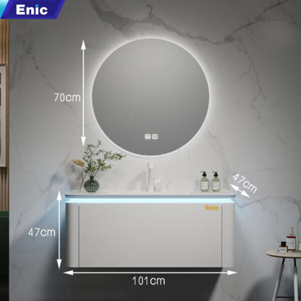 Bộ tủ phòng tắm cao cấp Enic BT – 100cm Gương Tròn