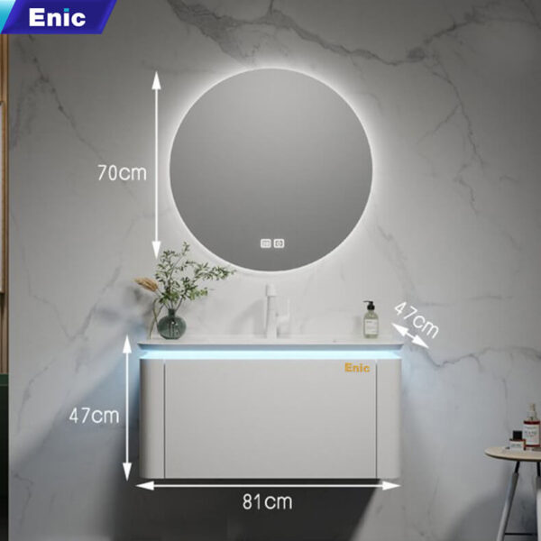 Bộ tủ phòng tắm cao cấp Enic BT – 80cm Gương Tròn