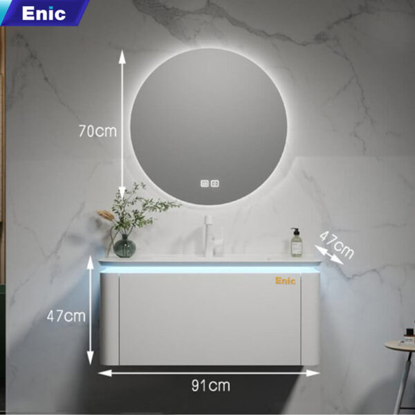 Bộ tủ phòng tắm cao cấp Enic BT – 90cm Gương Tròn