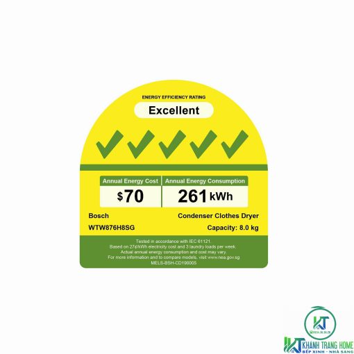 Máy sấy tụ hơi bơm nhiệt 8 Kg WTW876H8SG - 9