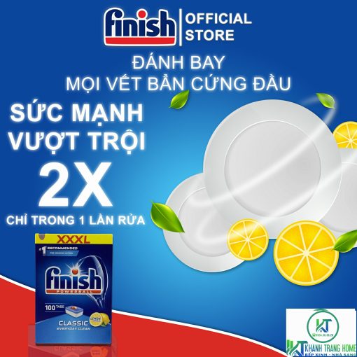 VIÊN RỬA CHÉN FINISH CLASSIC 100 VIÊN HƯƠNG CHANH CHÍNH HÃNG - 3