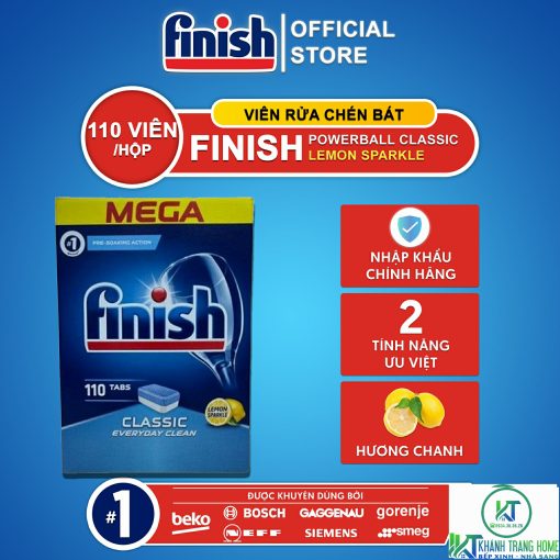VIÊN RỬA BÁT FINISH CLASSIC 110 VIÊN HƯƠNG CHANH CHÍNH HÃNG - 1