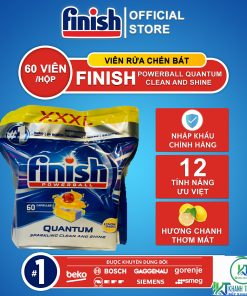 VIÊN RỬA CHÉN BÁT FINISH QUANTUM 60 VIÊN HƯƠNG CHANH CHÍNH HÃNG