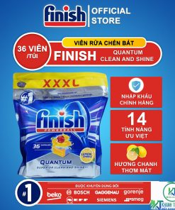 VIÊN RỬA CHÉN BÁT FINISH QUANTUM MAX 36 VIÊN HƯƠNG CHANH CHÍNH HÃNG