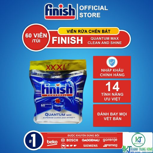 VIÊN RỬA CHÉN BÁT FINISH QUANTUM MAX 60 VIÊN CHÍNH HÃNG - 1