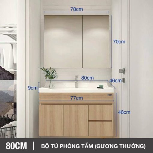 Bộ tủ phòng tắm thông minh Enic ST01 - 80cm Gương Thường - 1