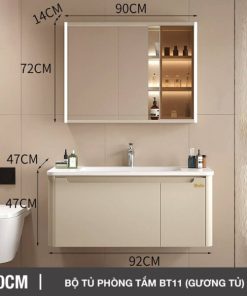 Bộ tủ phòng tắm cao cấp Enic BT11 - 100cm Gương Tủ