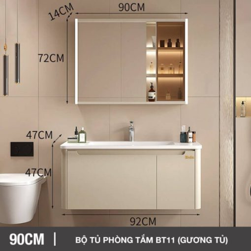 Bộ tủ phòng tắm cao cấp Enic BT11 - 100cm Gương Tủ - 1
