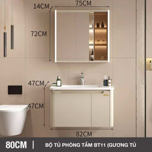 Bộ tủ phòng tắm cao cấp Enic BT11 - 80cm Gương Tủ - 1