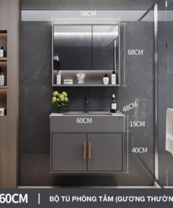 Bộ tủ phòng tắm thông minh Enic T03 - 60cm Gương Thường