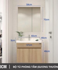 Bộ tủ phòng tắm thông minh Enic ST01 - 60cm Gương Thường