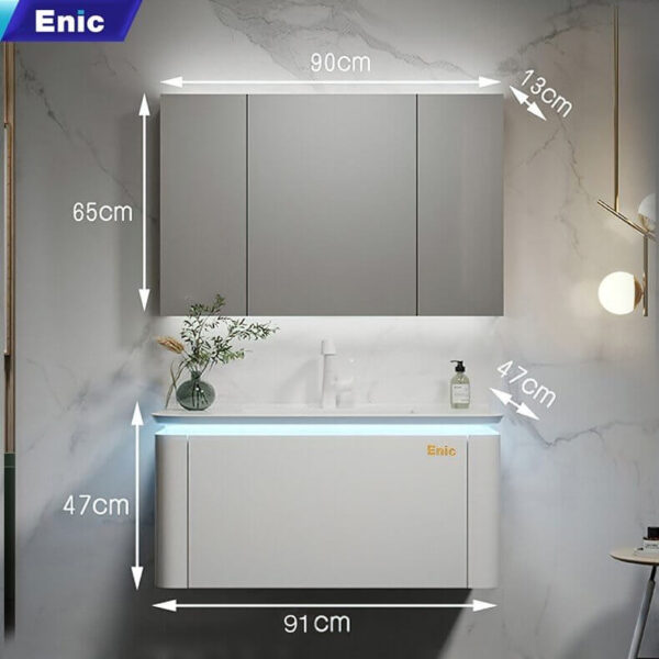 Bộ tủ phòng tắm cao cấp Enic BT – 90cm Gương Thường