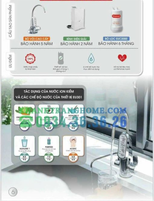 Thiết bị lọc nước ion kiềm Mitsubishi Cleansui EU301 - 31