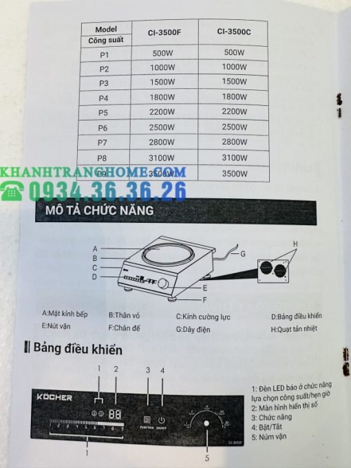 BẾP TỪ CÔNG NGHIỆP KOCHER CI-3500F - 49