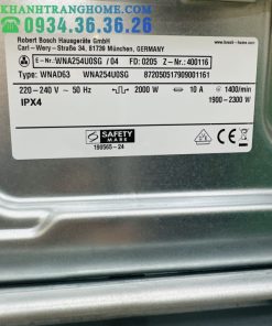 MÁY GIẶT SẤY BOSCH SERIE 6 WNA254U0SG 10/6KG 1400RPM ANTISTAIN - 90 MÁY GIẶT SẤY BOSCH SERIE 6 WNA254U0SG 10/6KG 1400RPM ANTISTAIN - 89
