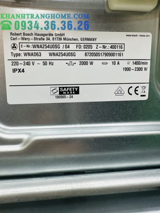 MÁY GIẶT SẤY BOSCH SERIE 6 WNA254U0SG 10/6KG 1400RPM ANTISTAIN - 43