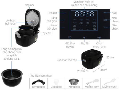 Nồi cơm điện cao tần 1.5 LÍT Dreamer DR IH15B - 17