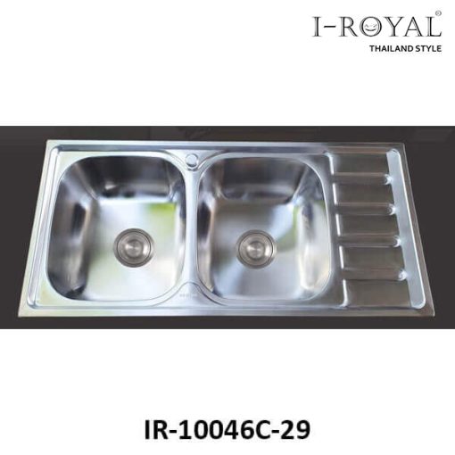 CHẬU RỬA CHÉN I-ROYAL 10046 2 HỘC CÓ CÁNH INOX 304 DẬP IR-10046C-29 - 1