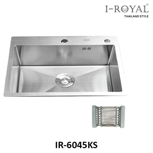 CHẬU RỬA CHÉN I-ROYAL 6045 1 HỘC INOX 304 ĐÚC KHÔNG SƠN IR-6045KS - 1