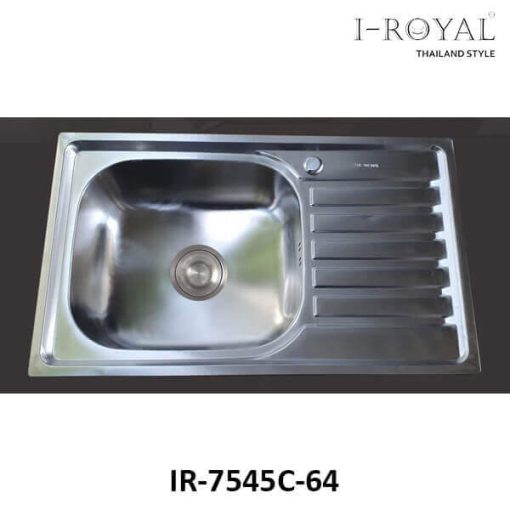 CHẬU RỬA CHÉN I-ROYAL 7545 1 HỘC INOX 304 DẬP IR-7545C-64 - 1