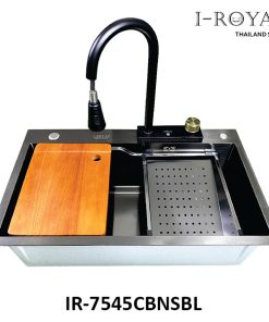 CHẬU RỬA CHÉN 7545 1 HỘC INOX MẠ NANO I-ROYAL ĐEN IR-7545CBNSBL