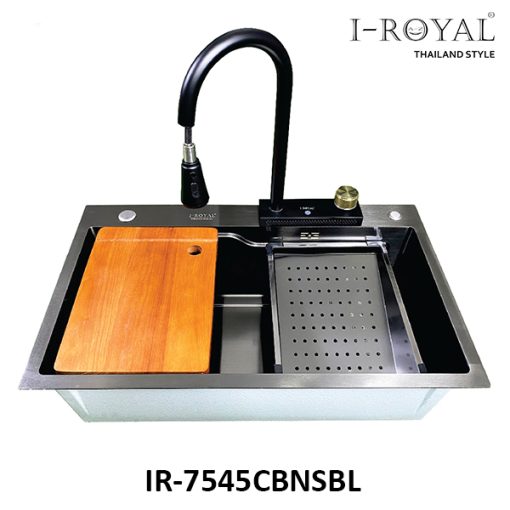 CHẬU RỬA CHÉN 7545 1 HỘC INOX MẠ NANO I-ROYAL ĐEN IR-7545CBNSBL - 1