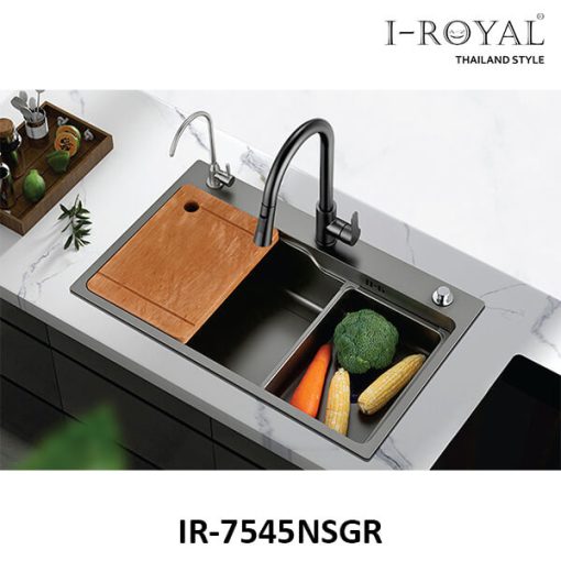 CHẬU RỬA CHÉN 7545 1 HỘC INOX MẠ NANO XÁM I-ROYAL IR-7545NS GR - 1