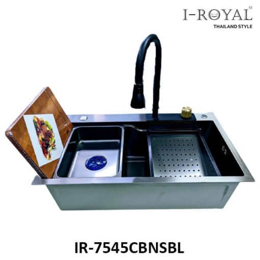CHẬU RỬA CHÉN 7545 1 HỘC INOX MẠ NANO ĐEN IR-7545CBNSBL - 1